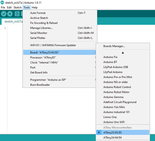 Attiny85 Microcontroller with Arduino IDE