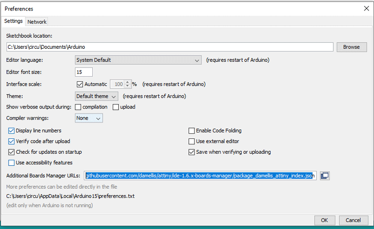 Setting up Arduino IDE for ATtiny85