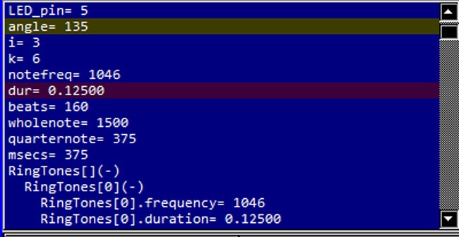 UnoArduSim Variable Pane