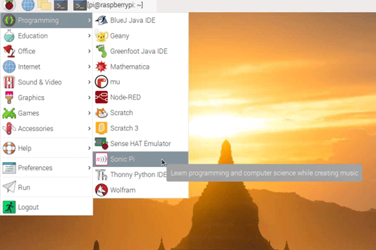 Launching Sonic Pi on Raspberry Pi