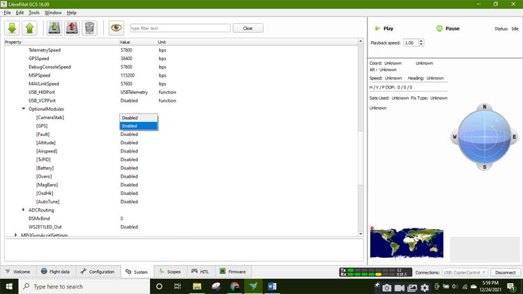 enable GPS protocol on liber pilot GCS software