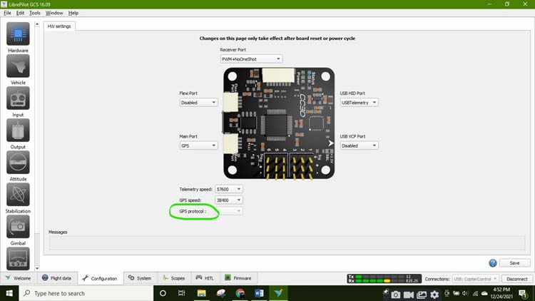 hardware option on liber-pilot-GCS-software