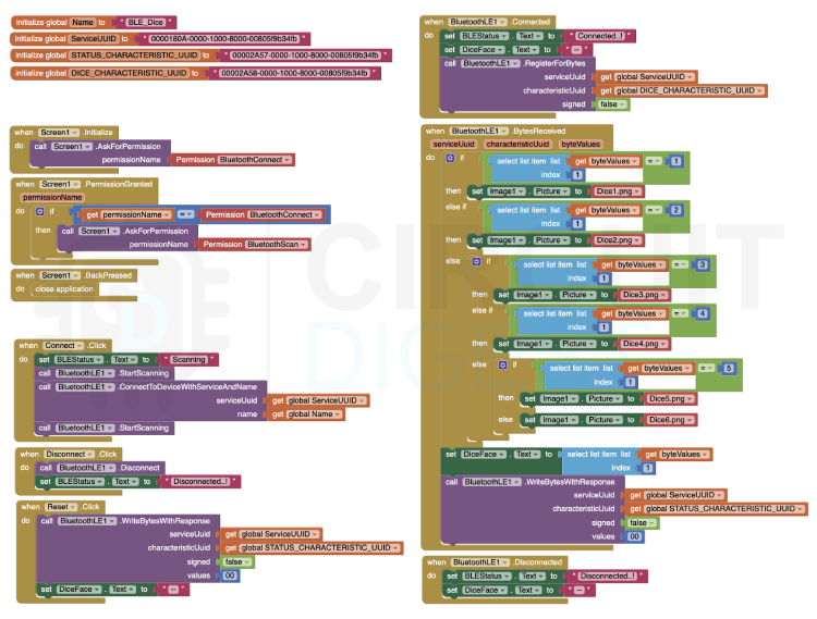 BLE Dice App Blocks