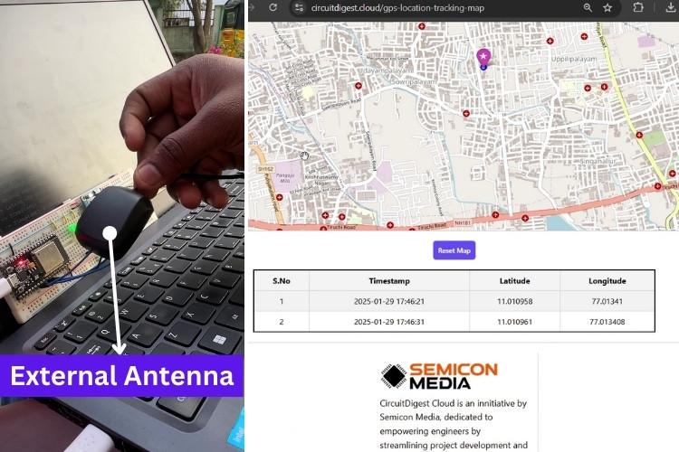 External Antenna for GPS Tracker with ESP32 and GeoLinker