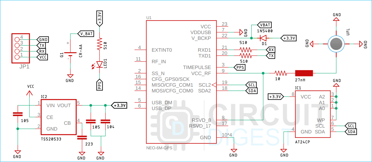 NEO-6M GPS Module Schematic