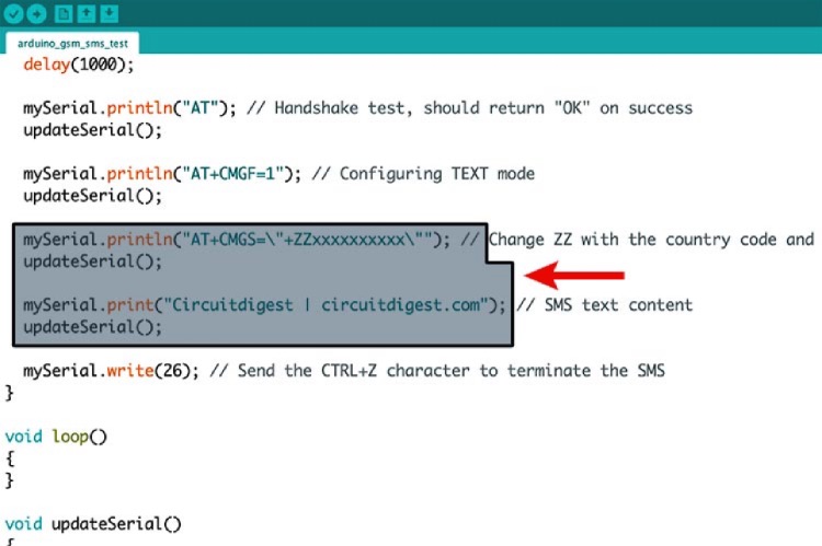 sim800l sending sms arduino code