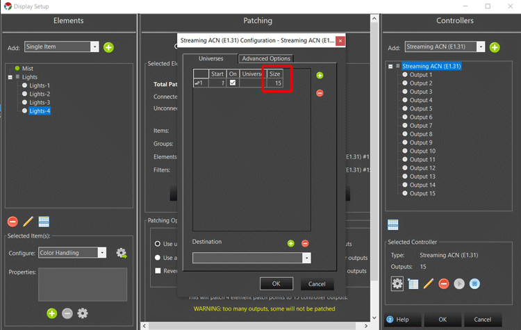 Vixen Display Setup Controller Configuration