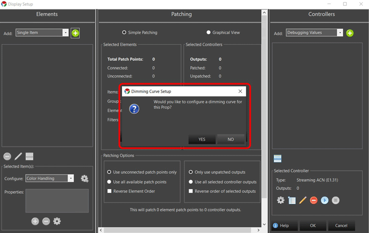 Vixen Display Setup Dimming Curve Setup