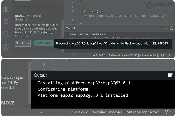 Installation of ESP32 Board Package in the Arduino IDE 2.x