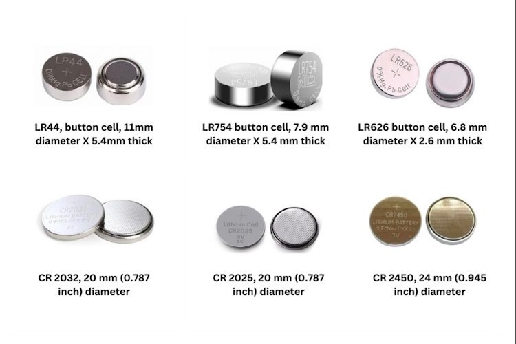 imaeg showing different type of button cell types