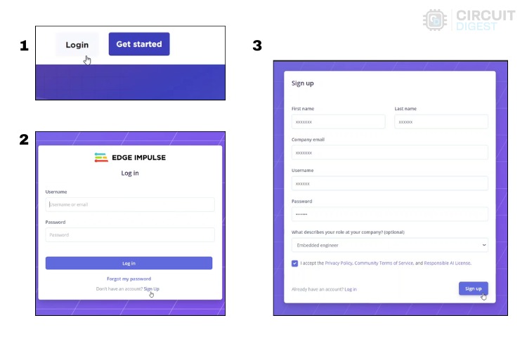 Login Procedures of EdgeImpluse