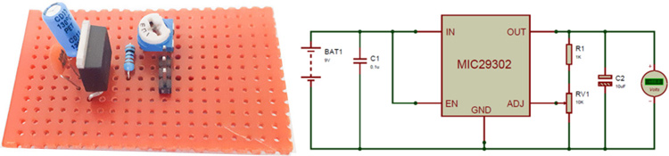 High Current Low Dropout Voltage regulator Circuit using MIC29302