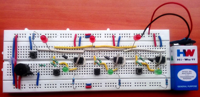 School/College Quiz Buzzer Circuit using 555 Timer IC