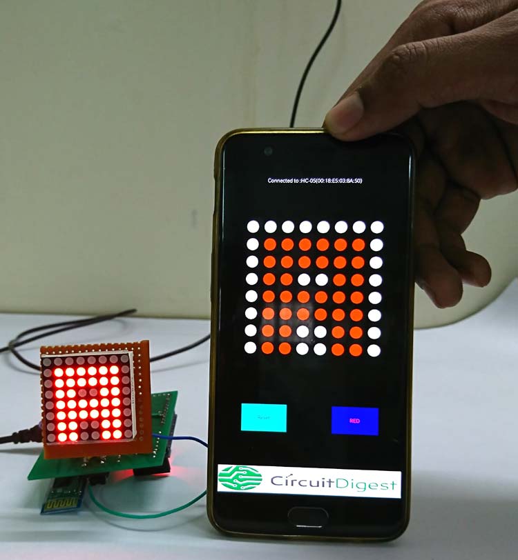 Bluetooth Controlled 8x8 LED Wireless Sign Board Display on PCB