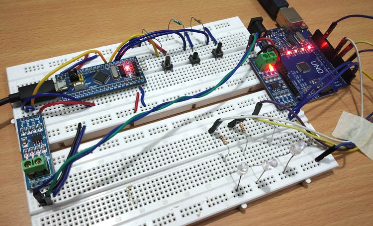 Serial Communication between STM32F103C8 and Arduino UNO using RS-485