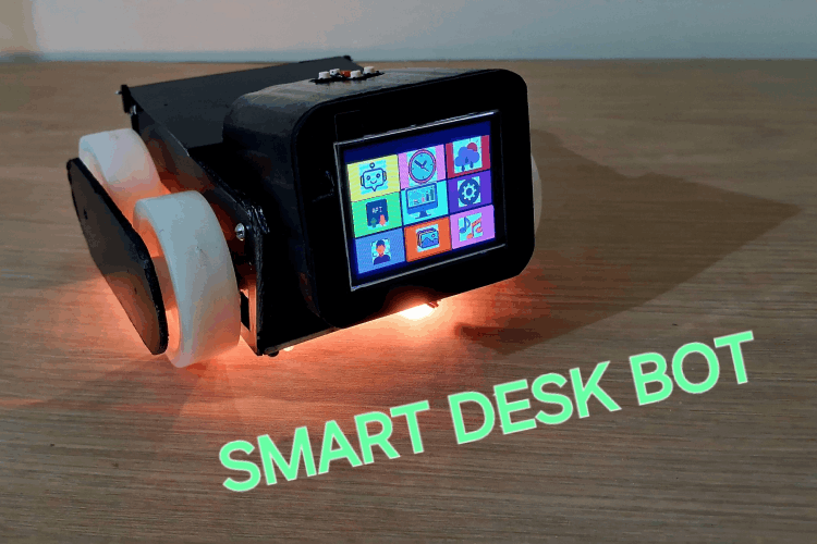 Smart Desk Bot with Push-Button and Voice Command Controls