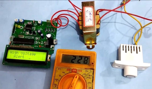 High and Low Voltage Power Detector Circuit with Message Alert using PIC Microcontroller