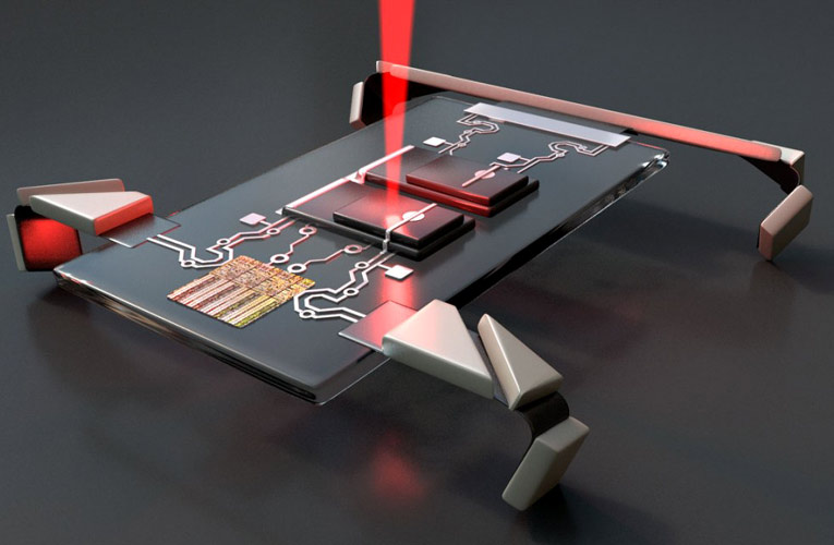 Laser Controlled Microscopic Walking Robot